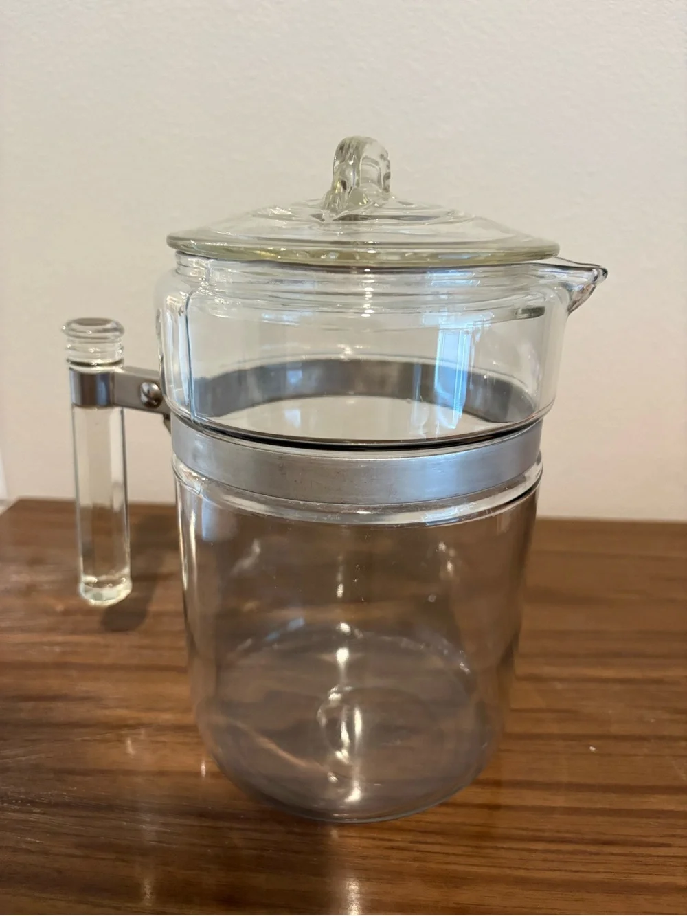 Vintage Blue Flameware Pyrex 6 Cup 7826-B Percolator Coffee Pot w Lid + Handle